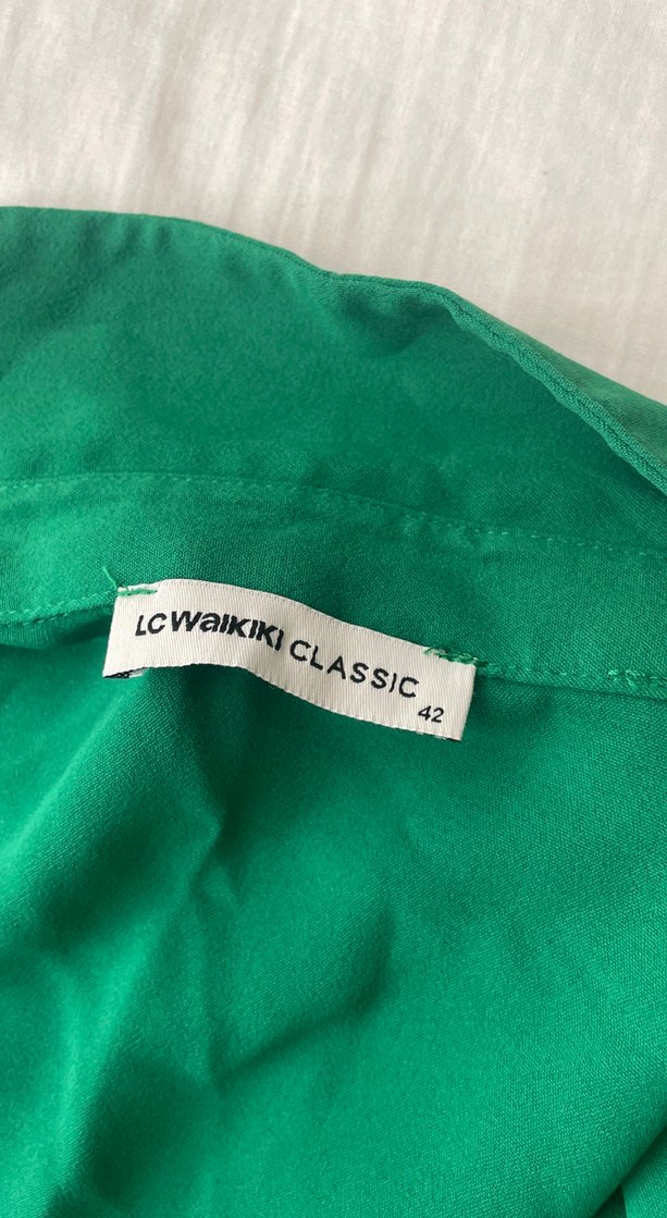 Yeşil Kısa Kollu Keten Gömlek - Görsel 2