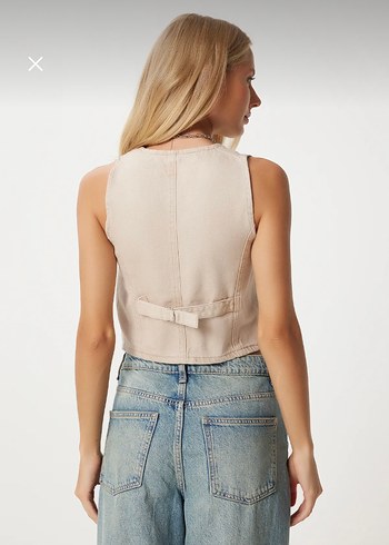 36 Beden ten rengi Renk Denim Kot Yelek