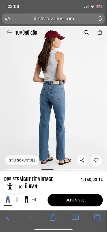 36 Beden mavi Renk Stradivarius D98 Jean
