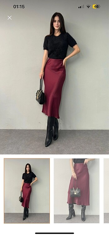 Bordo Saten Etek