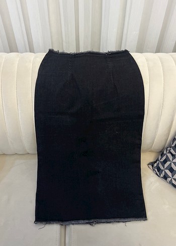 Siyah Midi Denim Kalem Etek