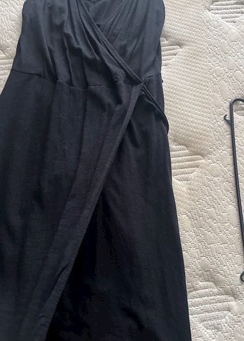 Siyah V Yaka Drapeli Hamile Elbisesi - Görsel 2