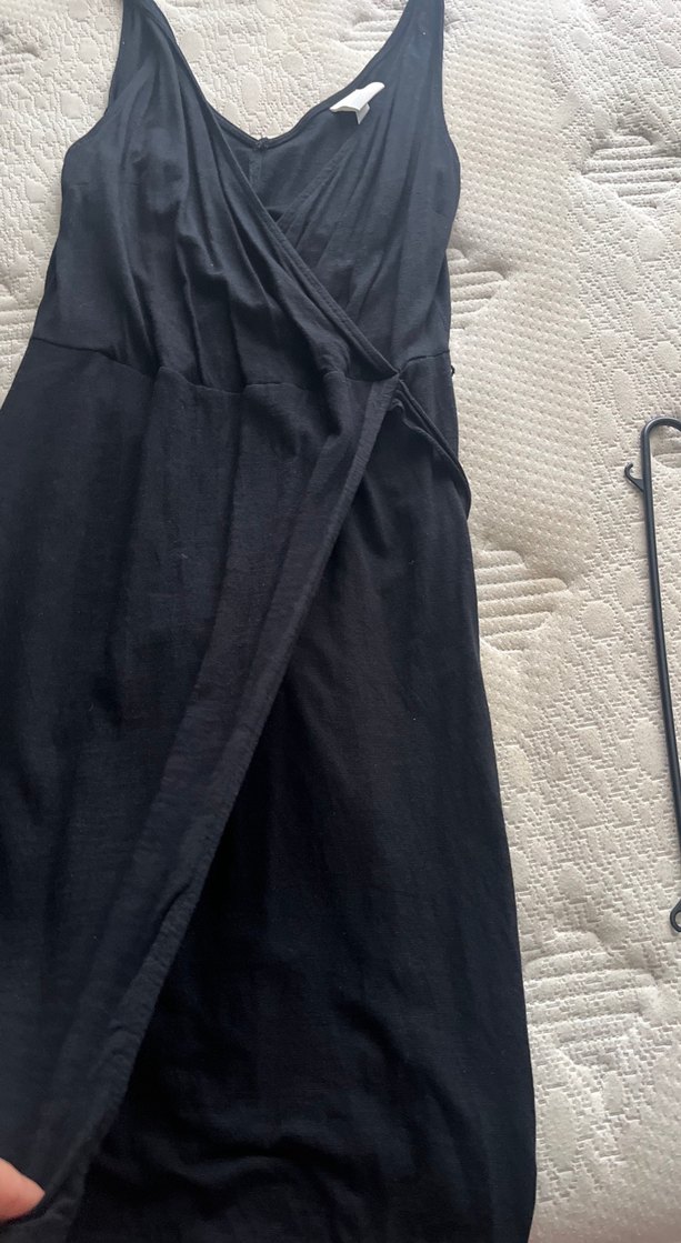 Siyah V Yaka Drapeli Hamile Elbisesi - Görsel 2