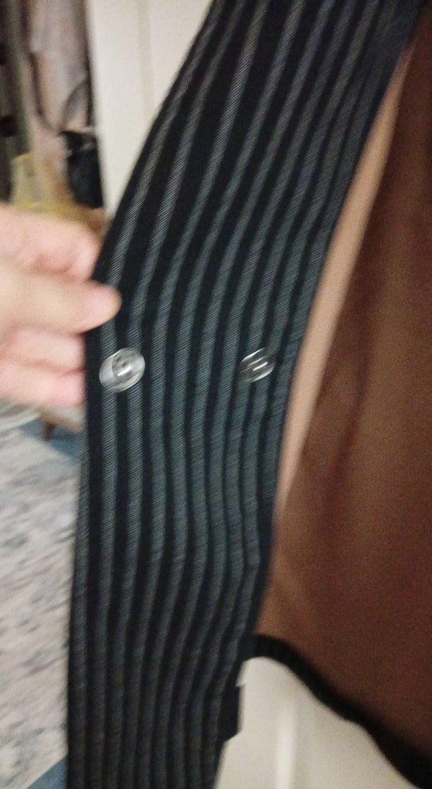 Çizgili Siyah Düğmeli Kadın Yelek - Görsel 4