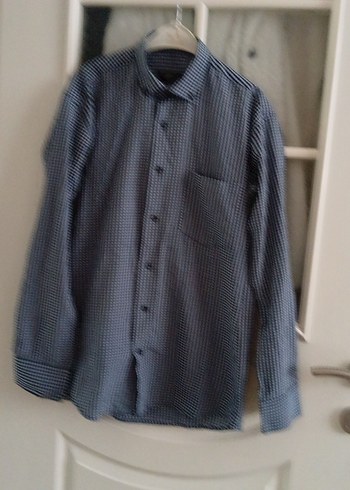 Mavi Düğmeli Erkek Gömlek - Görsel 13