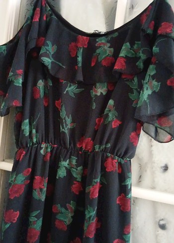 Çiçek Desenli şifon Uzun Askılı Kadın Elbise - Görsel 15