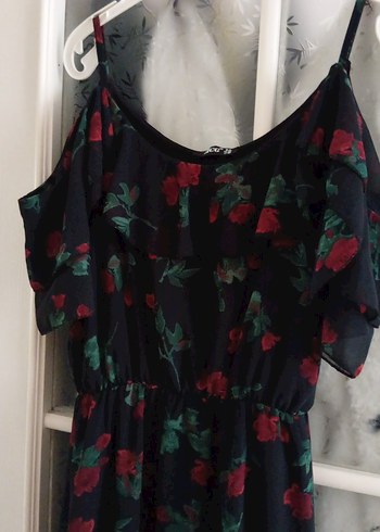 Çiçek Desenli şifon Uzun Askılı Kadın Elbise - Görsel 7