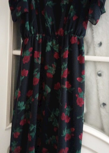 Çiçek Desenli şifon Uzun Askılı Kadın Elbise - Görsel 10