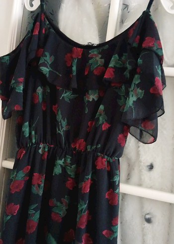 Çiçek Desenli şifon Uzun Askılı Kadın Elbise - Görsel 17