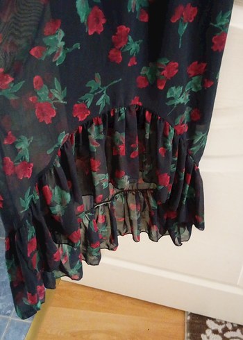 Çiçek Desenli şifon Uzun Askılı Kadın Elbise - Görsel 18