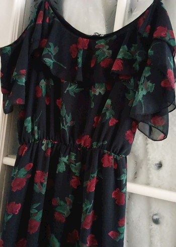 Çiçek Desenli şifon Uzun Askılı Kadın Elbise - Görsel 16