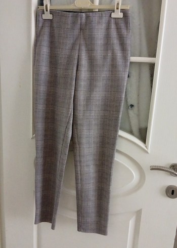 Gri Pilili Kadın Kumaş Pantolon - Görsel 2