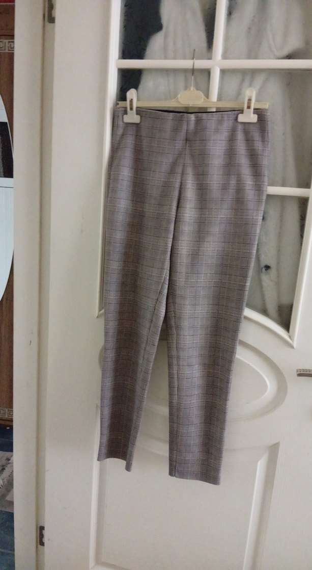 Gri Pilili Kadın Kumaş Pantolon - Görsel 3