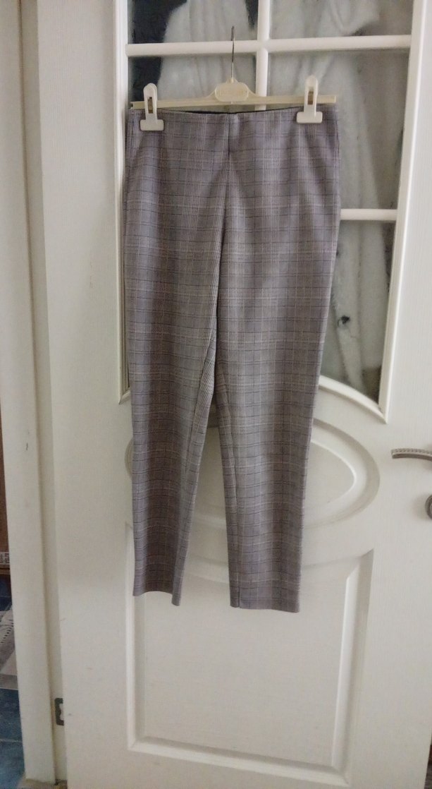 Gri Pilili Kadın Kumaş Pantolon - Görsel 5