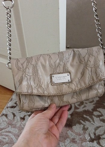 Dantel Detaylı Bej Kadın Deri Çanta - Görsel 6