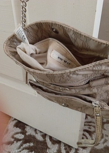 Dantel Detaylı Bej Kadın Deri Çanta - Görsel 8