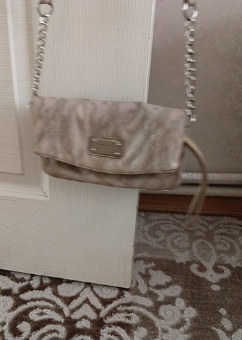 Dantel Detaylı Bej Kadın Deri Çanta - Görsel 2