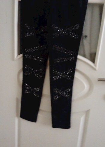 Siyah Payetli Gotik Nakışlı Kadın Kot Pantolon - Görsel 11