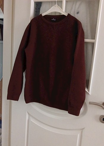 Bordo Oversize Yün Kazak - Görsel 9