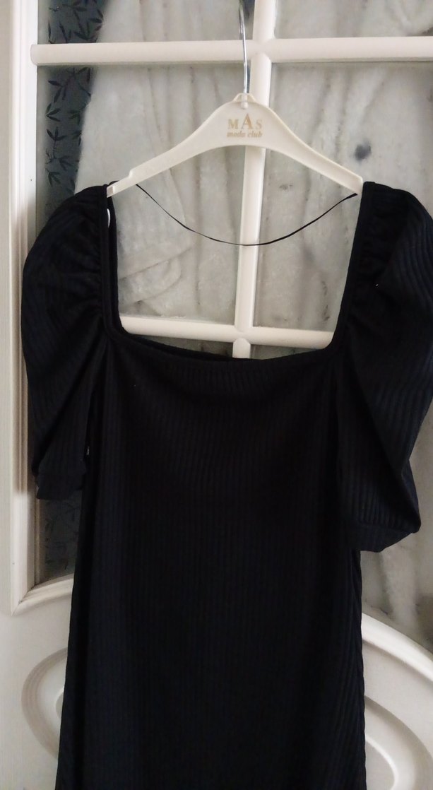 Siyah Drapeli Midi Gotik Elbise - Görsel 3