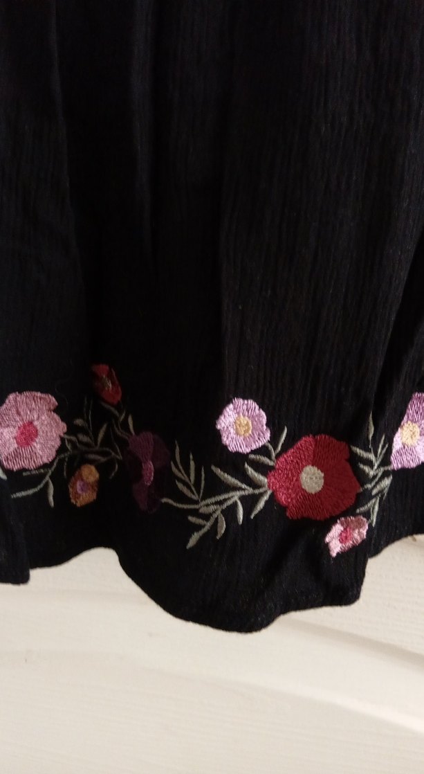 Siyah Nakışlı Bohem Mini Bluz - Görsel 4