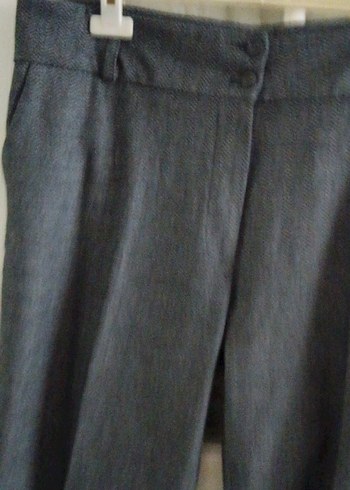 Gri Midi Denim Kadın Kumaş Pantolon - Görsel 9