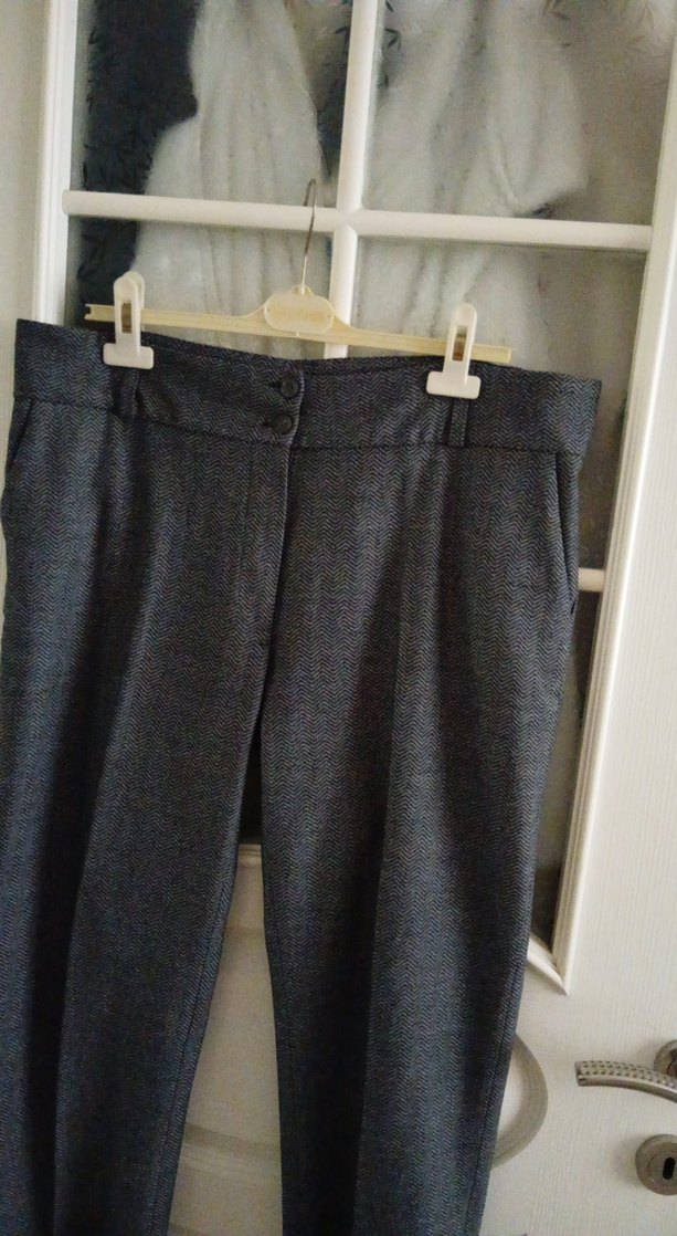 Gri Midi Denim Kadın Kumaş Pantolon - Görsel 5