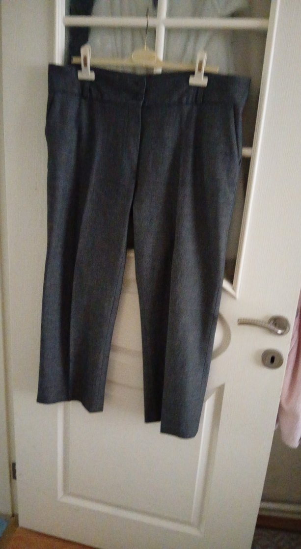 Gri Midi Denim Kadın Kumaş Pantolon - Görsel 4