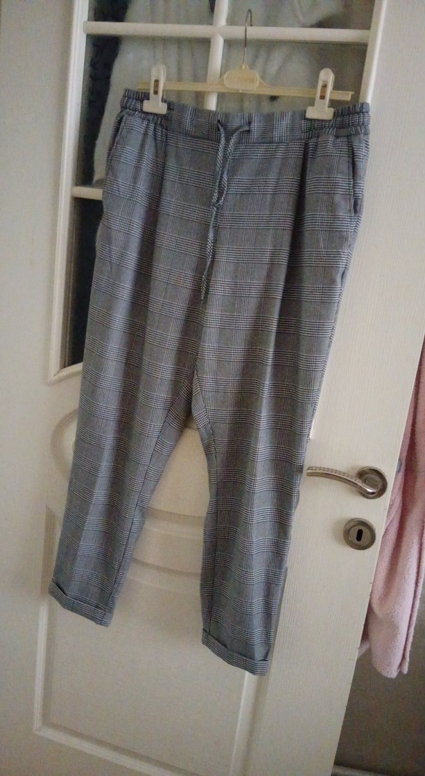 Gri Kemerli Rahat Kesim Kadın Keten Pantolon - Görsel 4