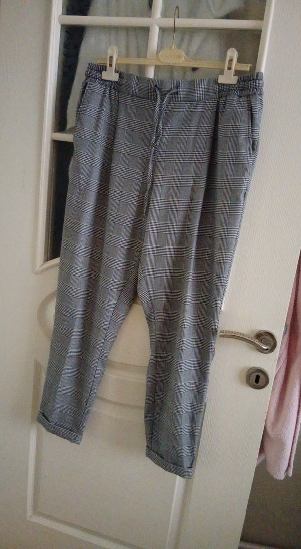 Gri Kemerli Rahat Kesim Kadın Keten Pantolon - Görsel 5