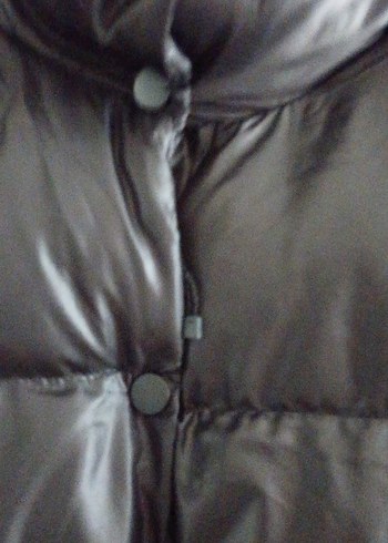 Siyah Deri Kadın Kışlık Mont, Düğmeli, Yüksek Yaka - Görsel 12