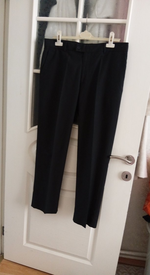 Kemer Detaylı Siyah erkek Kumaş Pantolon - Görsel 2