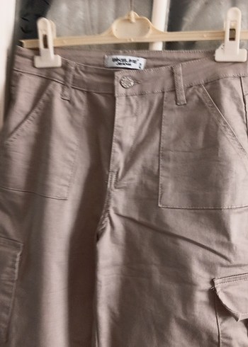 Bej Keten Midi Kadın Kumaş Pantolon - Görsel 10