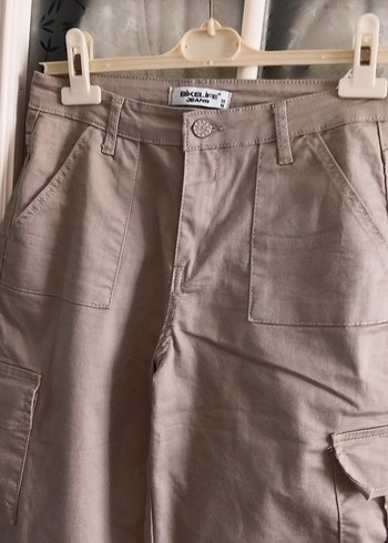 Bej Keten Midi Kadın Kumaş Pantolon - Görsel 9