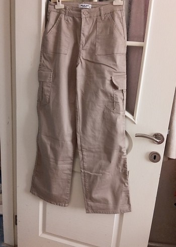 Bej Keten Midi Kadın Kumaş Pantolon - Görsel 2