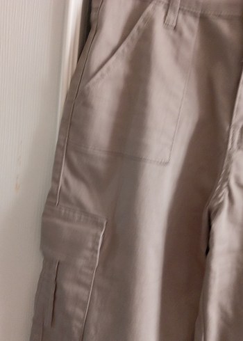 Bej Keten Midi Kadın Kumaş Pantolon - Görsel 8