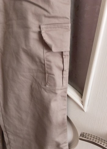 Bej Keten Midi Kadın Kumaş Pantolon - Görsel 4