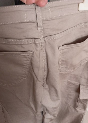 Bej Keten Midi Kadın Kumaş Pantolon - Görsel 13