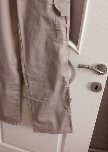 Bej Keten Midi Kadın Kumaş Pantolon - Görsel 6