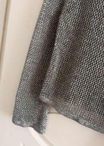 simli Gri Örgü Kadın Kazak - Görsel 7