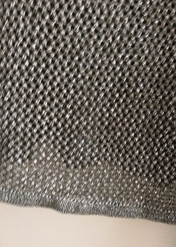 simli Gri Örgü Kadın Kazak - Görsel 8