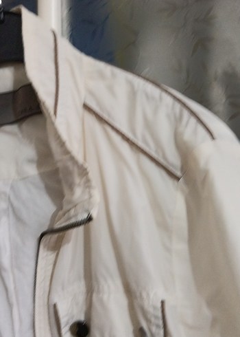 mevsimlikKadın Beyaz Kemerli Keten Ceket - Görsel 5