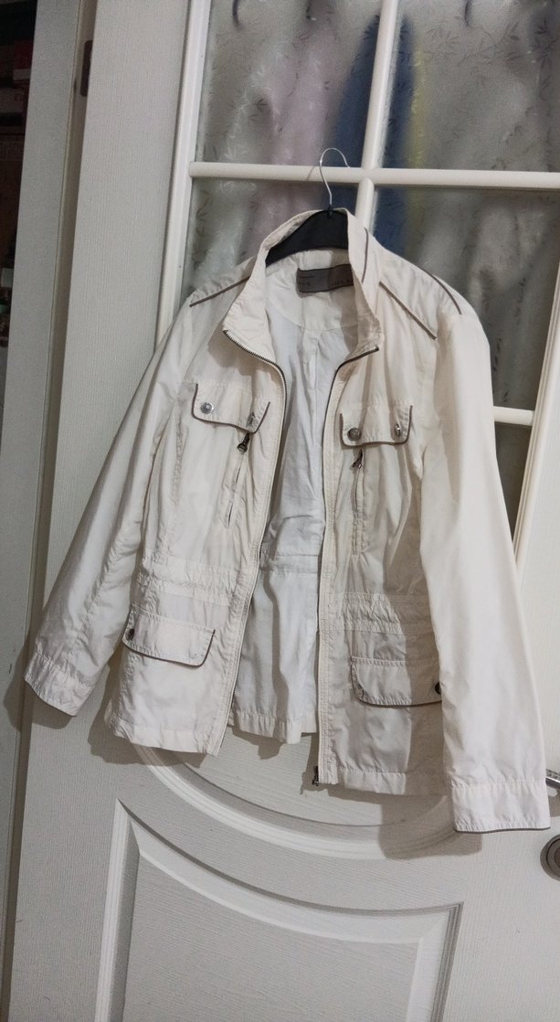 mevsimlikKadın Beyaz Kemerli Keten Ceket - Görsel 2