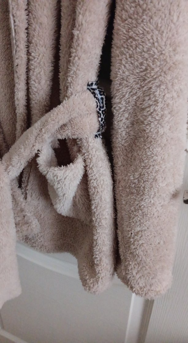 Bej Midi Kadın Bornoz, Rahat Kesim, Uzun Kollu - Görsel 4