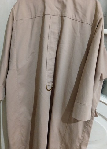 Bej Uzun Keten Düğmeli Ceket - Görsel 11