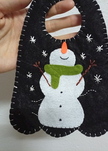 Nakışlı keçeden kardan adam yılbaşı kapı kolu duvar süsü - Görsel 2