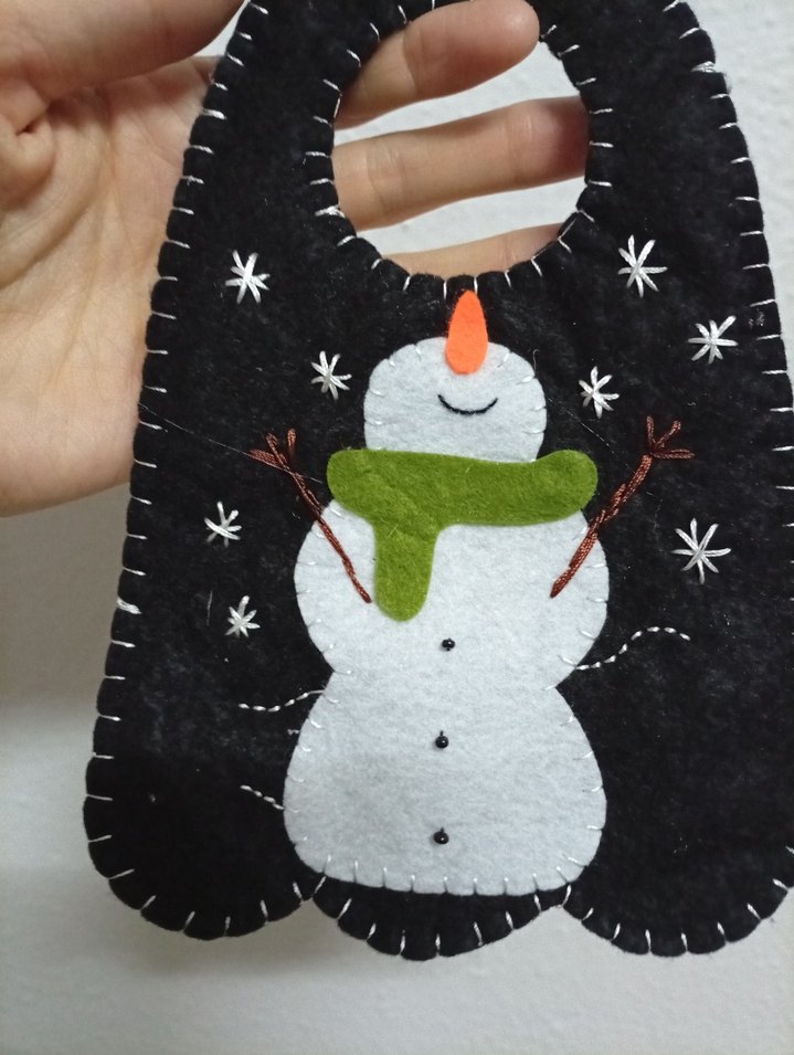 Nakışlı keçeden kardan adam yılbaşı kapı kolu duvar süsü - Görsel 2