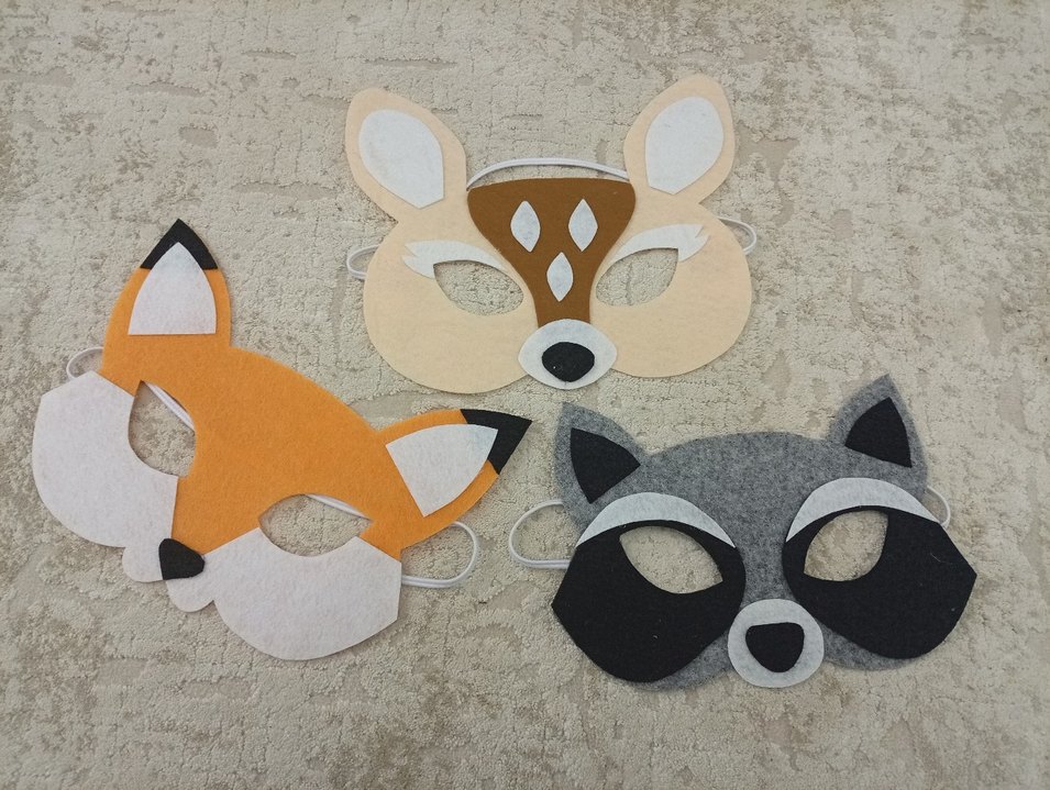 keçeden geyik tilki rakun Çocuk Maskesi - Görsel 2