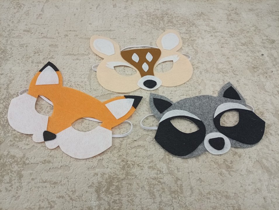 keçeden geyik tilki rakun Çocuk Maskesi - Görsel 3