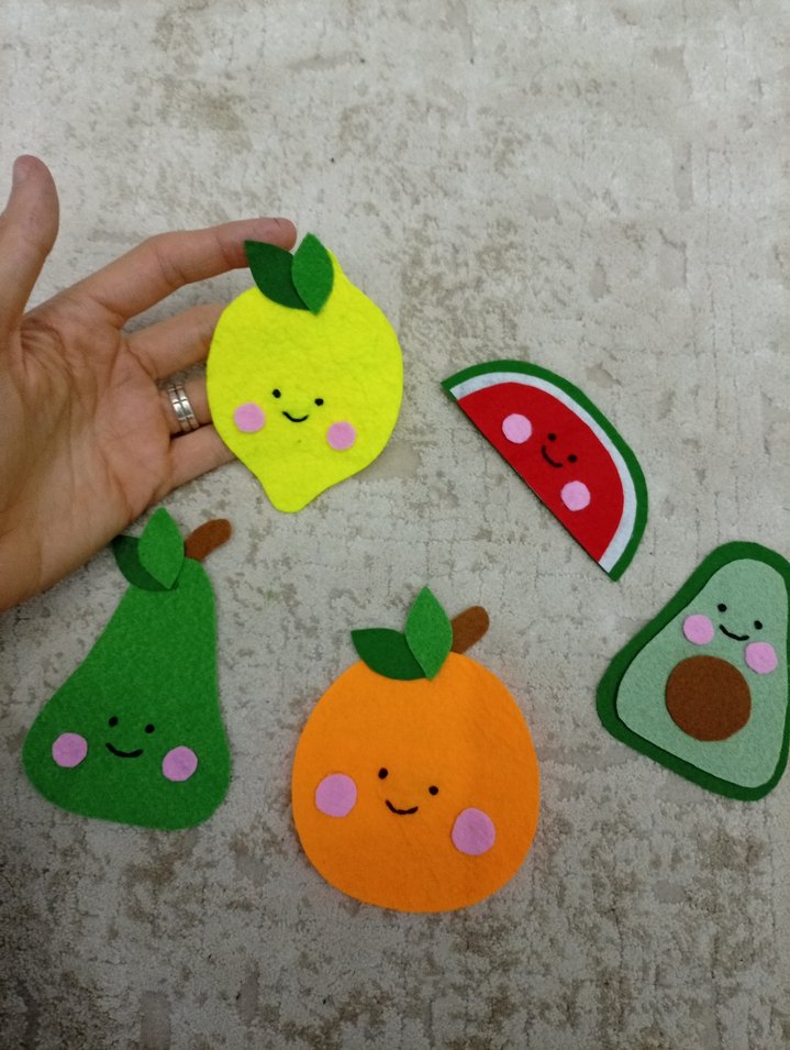 Meyve Figürlü Keçe  limon armut portakal karpuz avakado - Görsel 5